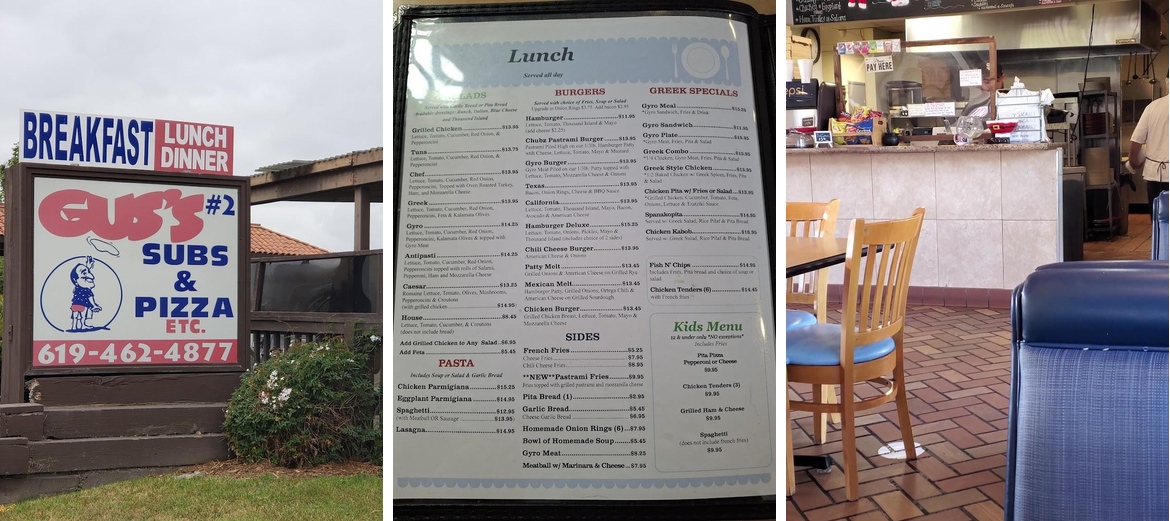 Gus's Subs & Pizza Place Menu
